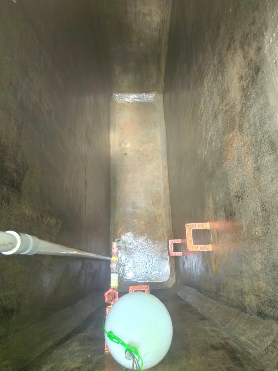 Clean concrete water sump finished