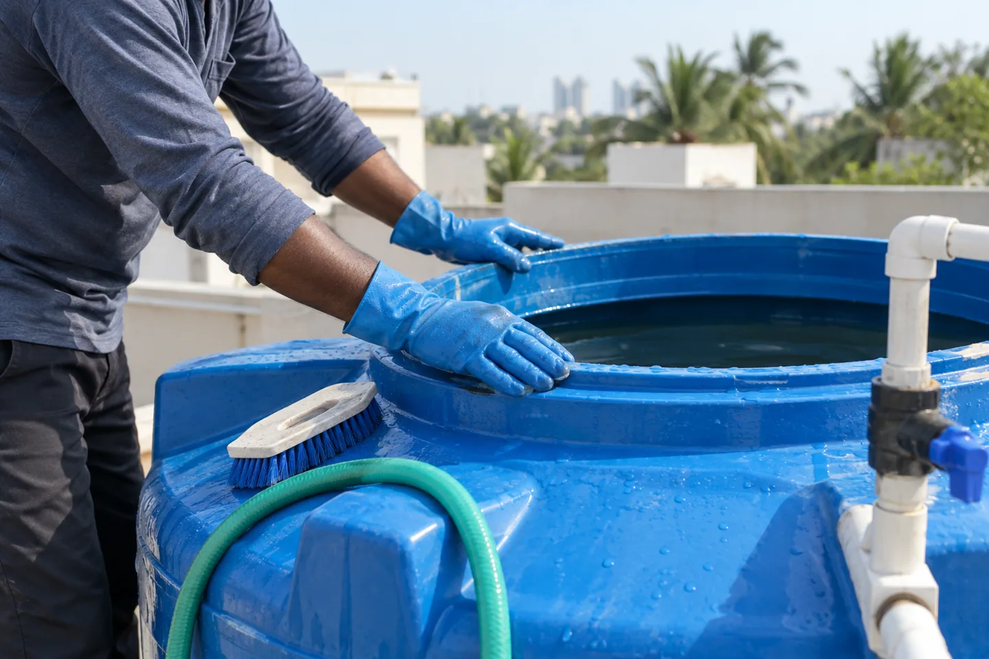 Professional inspection of water storage tank